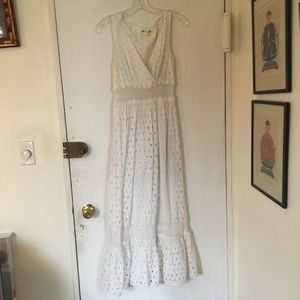Beautiful Anthropologie Long White Lace Dress